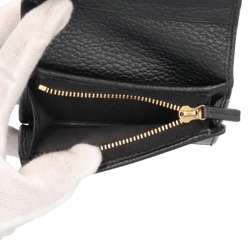 Gucci Double Authenticity Card Case Wallet 456126 Cao0g 1000 Leather Women Black