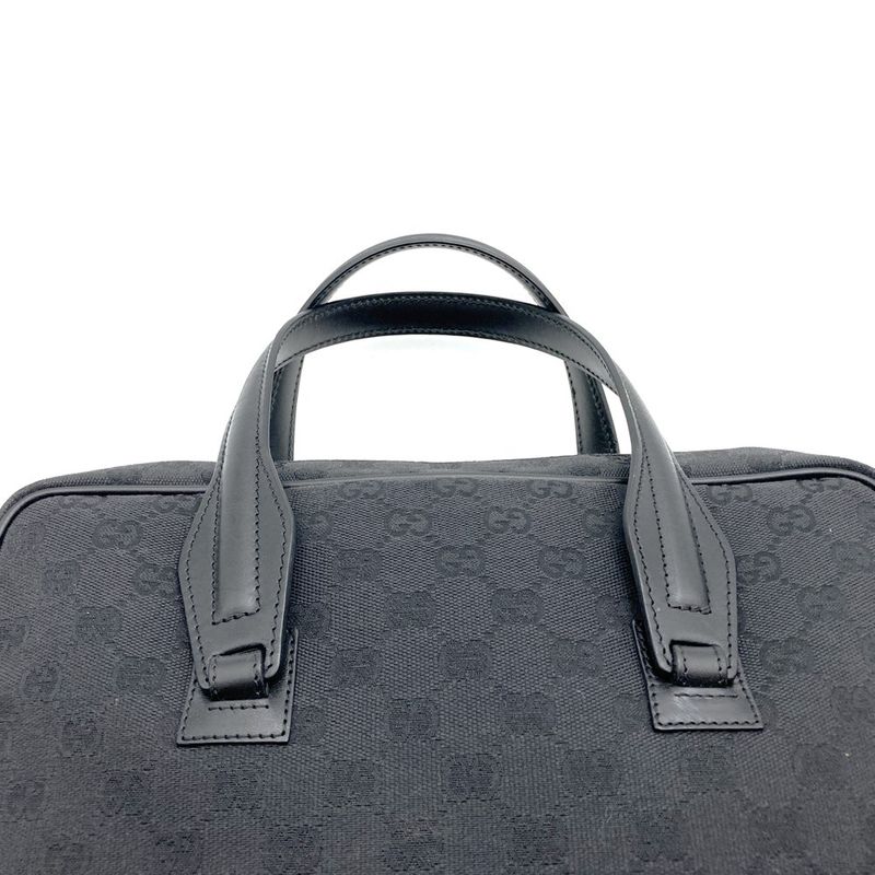 Gucci 90677 001013 Handbag Tote Bag GG Canvas GG Pattern Leather Black Women