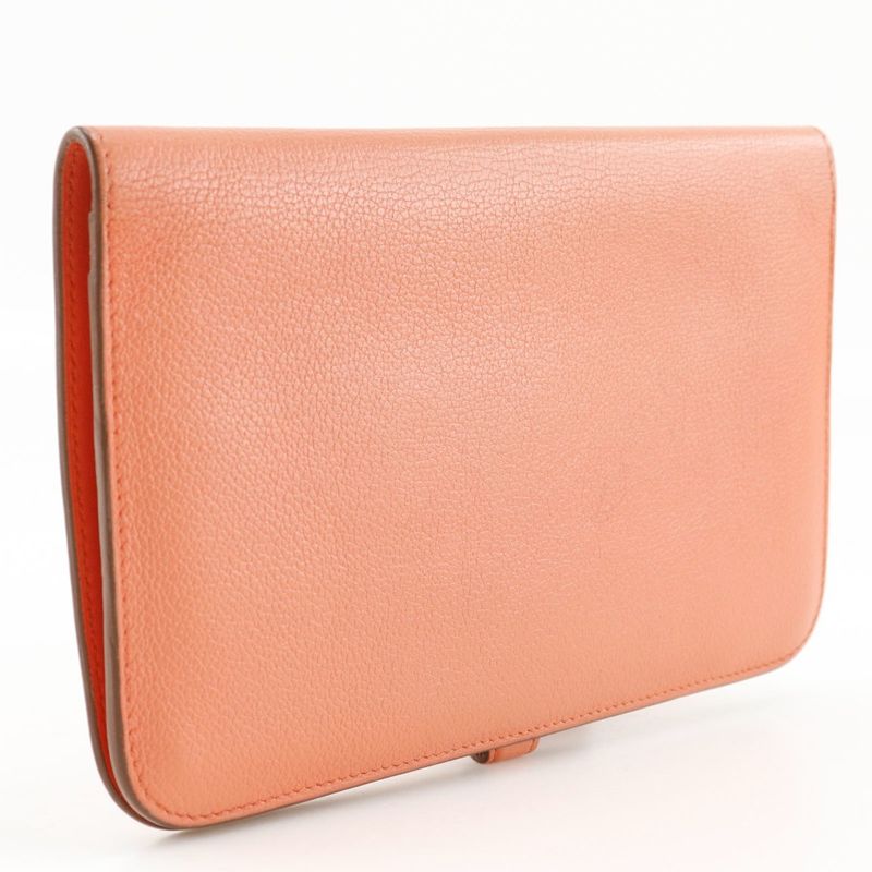 Hermes Dogon GM Chevre Pink □R Ladies Long Wallet