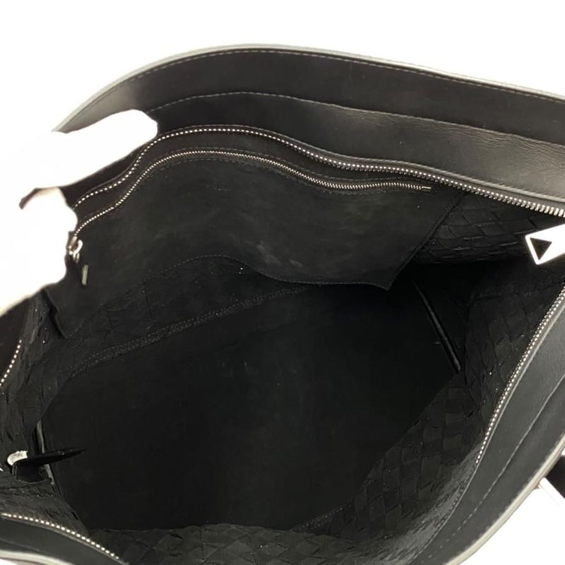 Bottega Veneta Tote Bag Intrecciato Leather Black Silver Hardware Bottega Veneta