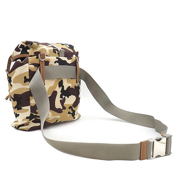 Prada 2way Bag Camouflage Pattern Shoulder Nylon Leather Sabbia Silver Hardware