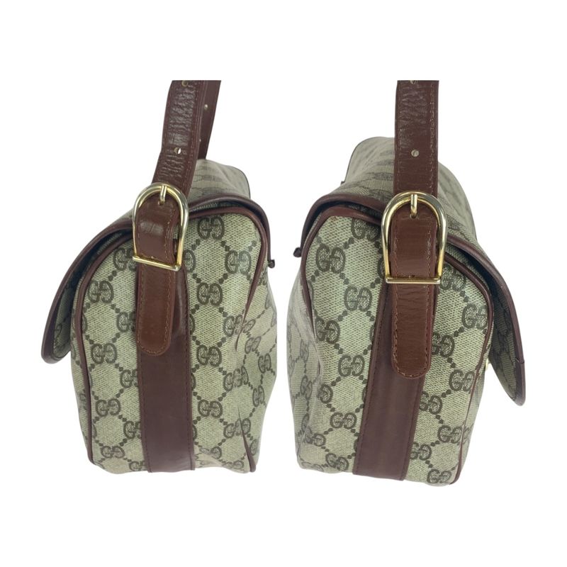 Gucci Vintage Old Gucci Beige Brown Gold Hardware GG Supreme Canvas Crossbody