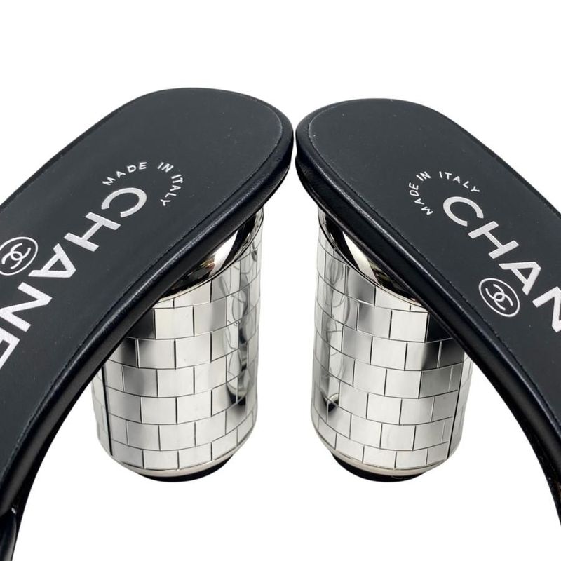 Chanel Mule Sandals Mirror Heel G45358 X01000 94305 36 1 2 Size Coco Mark