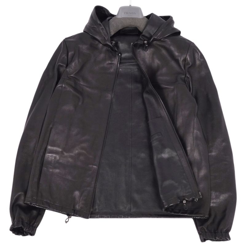 Prada 2020 Jacket Hoodie Leather Hoodie Zip