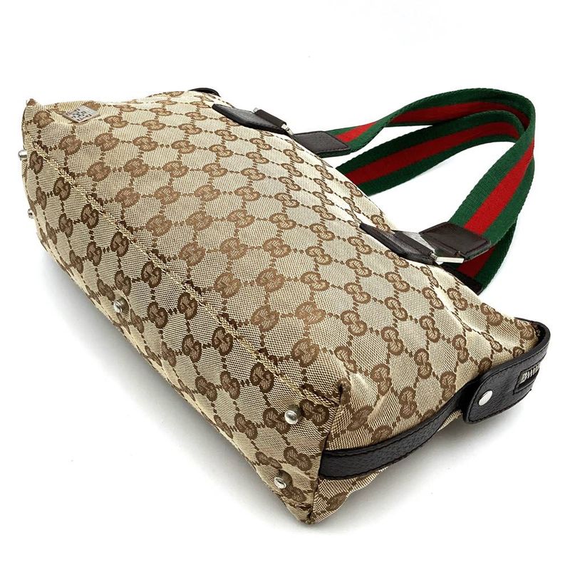 Gucci 145759 Handbag Brown GG Canvas Sherry Line Ladies Fashion Brand Name High