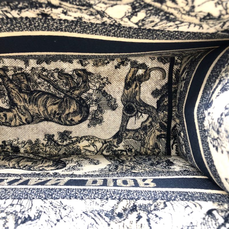 Christian DIOR Book Tote Medium Toile De Jouy Sauvage Tote Bag Navy Taiga -