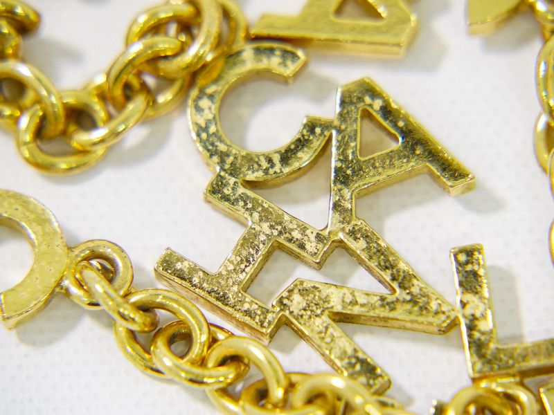 Authentic Chanel Logo Long Necklace Pendant GP Gold Plated Accessories Jewelry