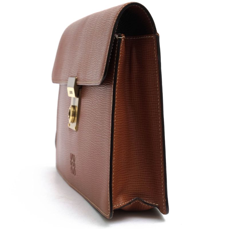Loewe Bag Second Bag Clutch Bag Men Leather Genuine Leather Brown Shredded