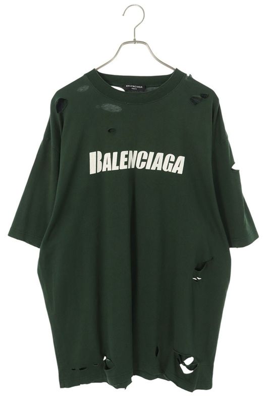 Balenciaga 651795 Tkvb8 Destroyed Logo Print T-shirt Men's S