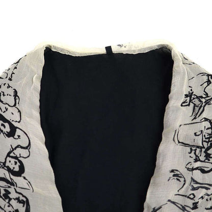 Hermes Silk Shawl Docking Cardigan Black LA