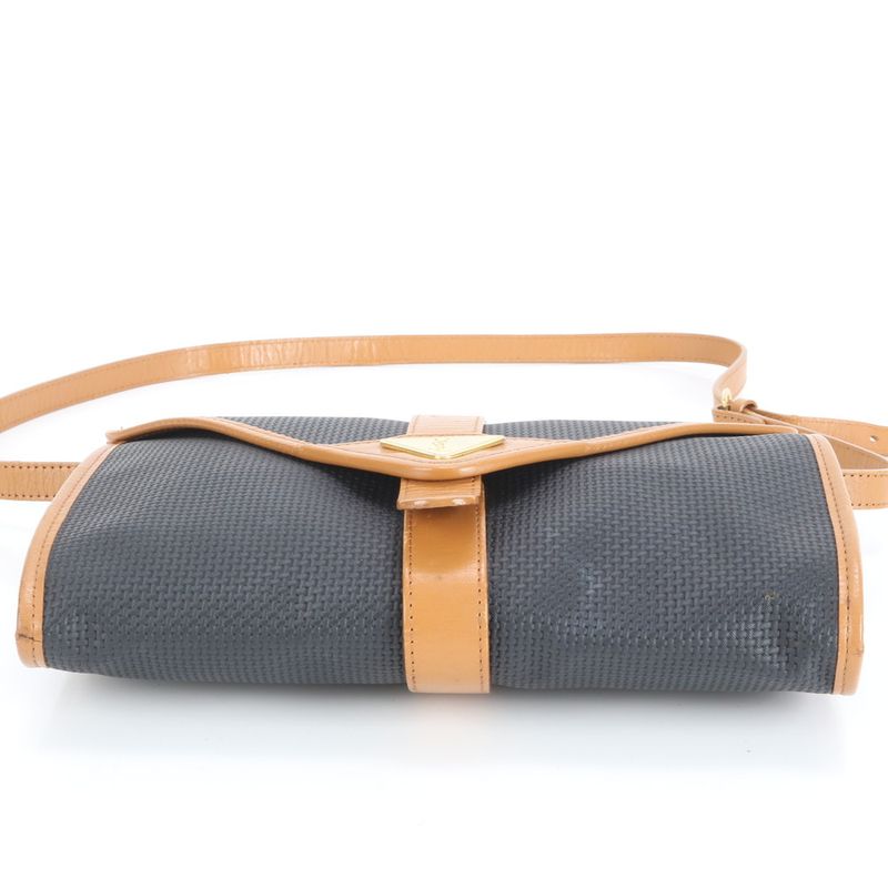 Vintage YSL Yves Saint Laurent Triangle Plate Leather Shoulder Bag Crossbody