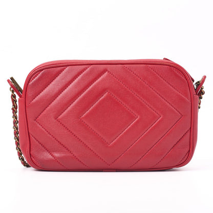 Chanel Diamond Stitching Coco Mark Chain Shoulder Lambskin Red With Gold