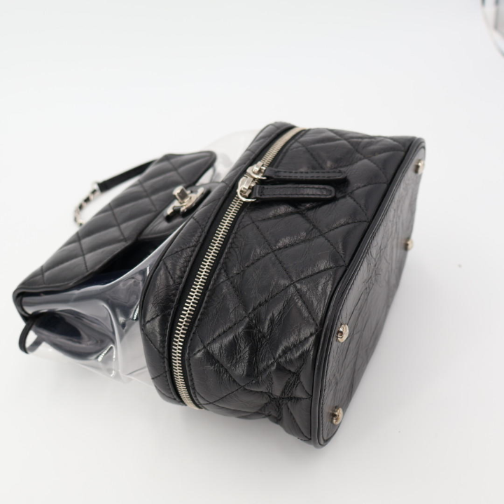 Chanel Matelasse Clear Backpack A57826 Clear Black Vinyl Leather Silver