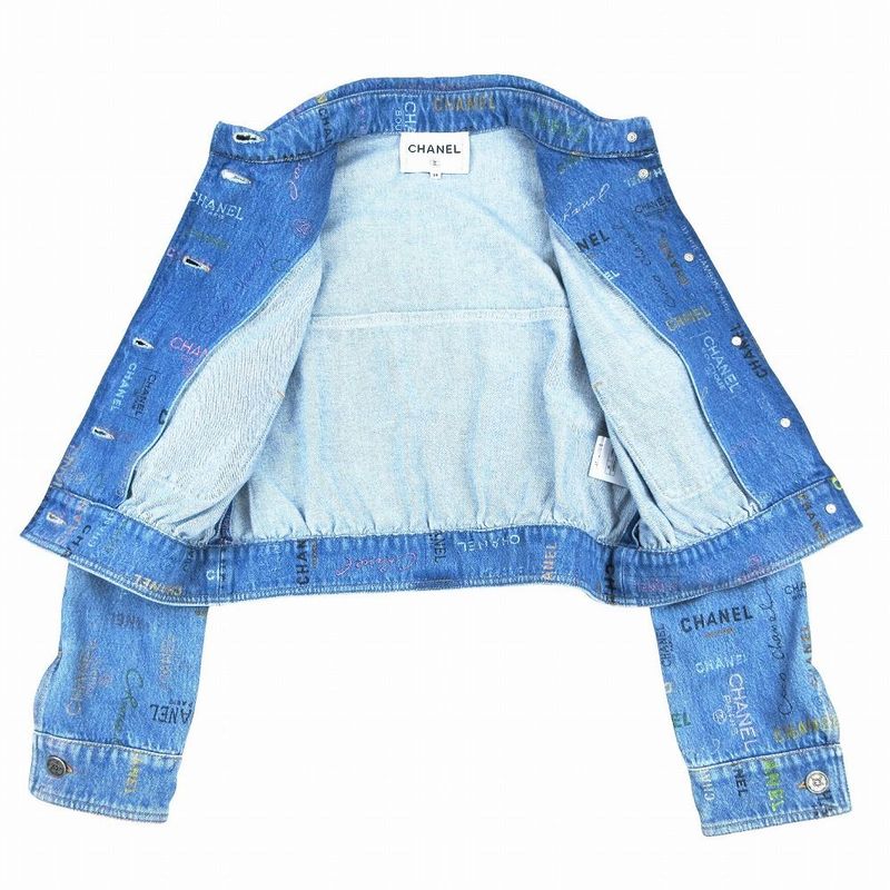 Chanel Coco Chanel 22p Logo Print Coco Mark Denim Jacket G Jean Outerwear