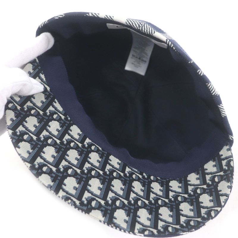 Christian DIOR 14che921i134 Checked Lined Oblique Hat Baseball Cap Navy 57