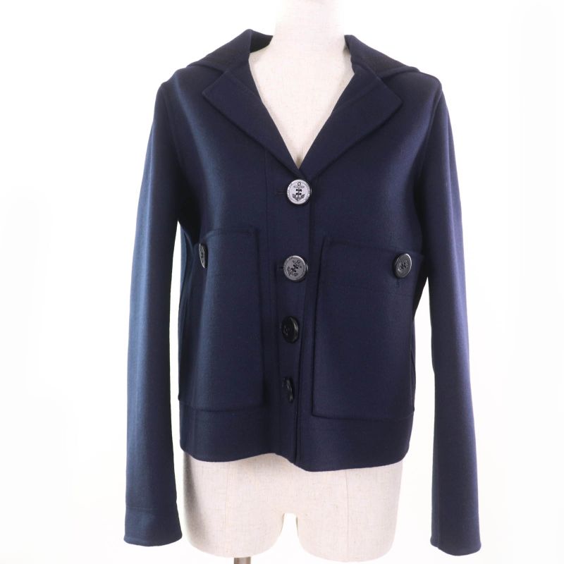 Christian DIOR 2r0c48x1116 Wool Rabbit Blend Sailor Collar Jacket Navy 40 Made