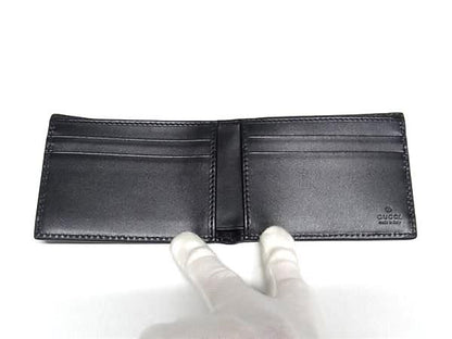 Gucci 625559 496085 GG Embossed Leather Bifold Wallet Card Holder Black Bn4356