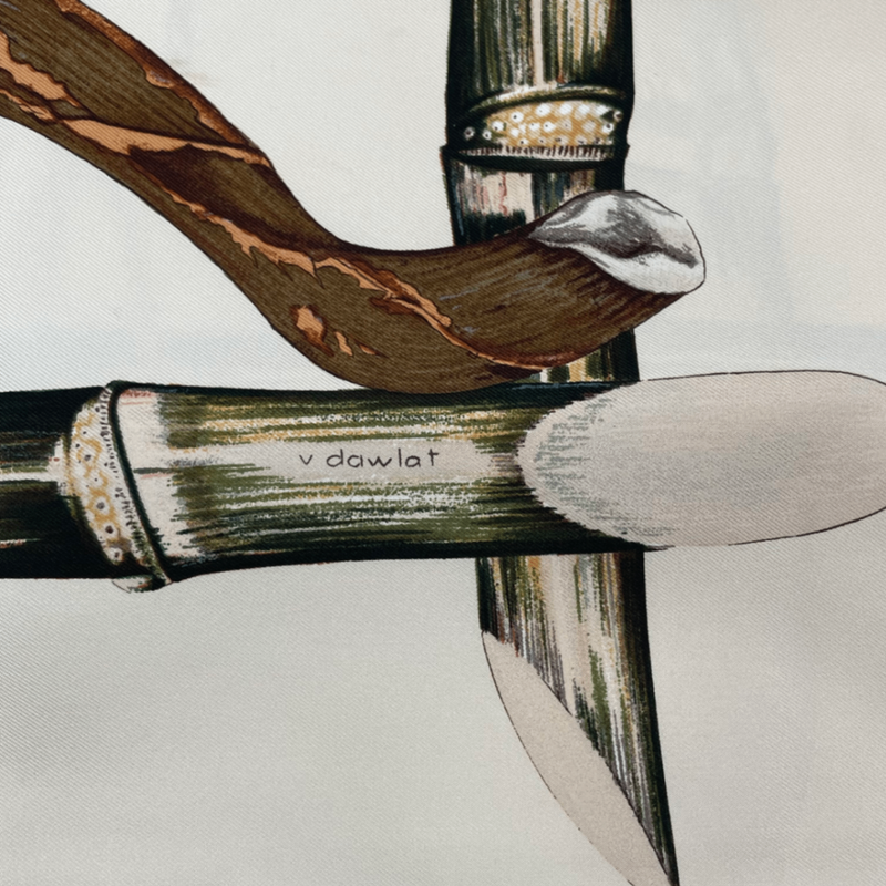 Hermes Carre 90 Jardin Creole Cles Or's Paradise Silk Scarf Beige And Yellow