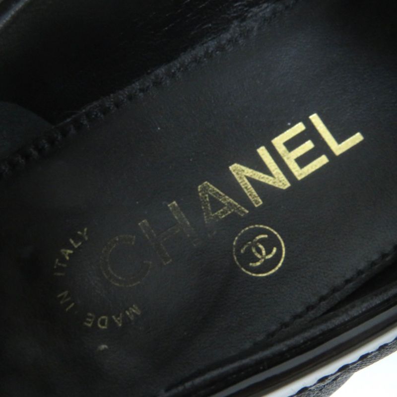 CHANEL 23B G45122 Coco Mark Matelasse Leather Patent Leather Flat Pumps Ballet