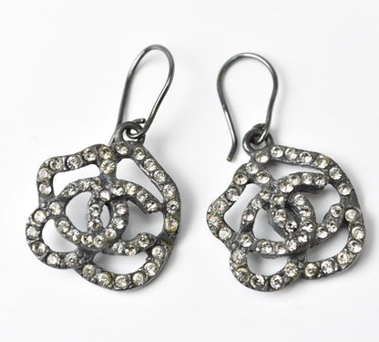 Chanel Earrings Chanel CC Motif Coco Mark Swing Pearl Silver White