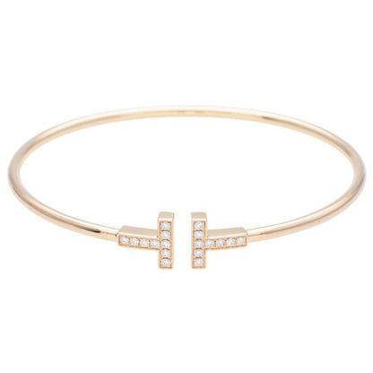 Tiffany & Co T-wire L 18K Yellow Gold Diamond Bangle Men's