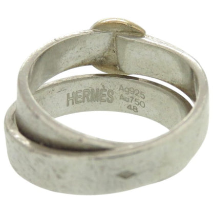 Hermes Double True #48 Size 8 Silver 925 18K Gold Silver Ring 0222 Hermes