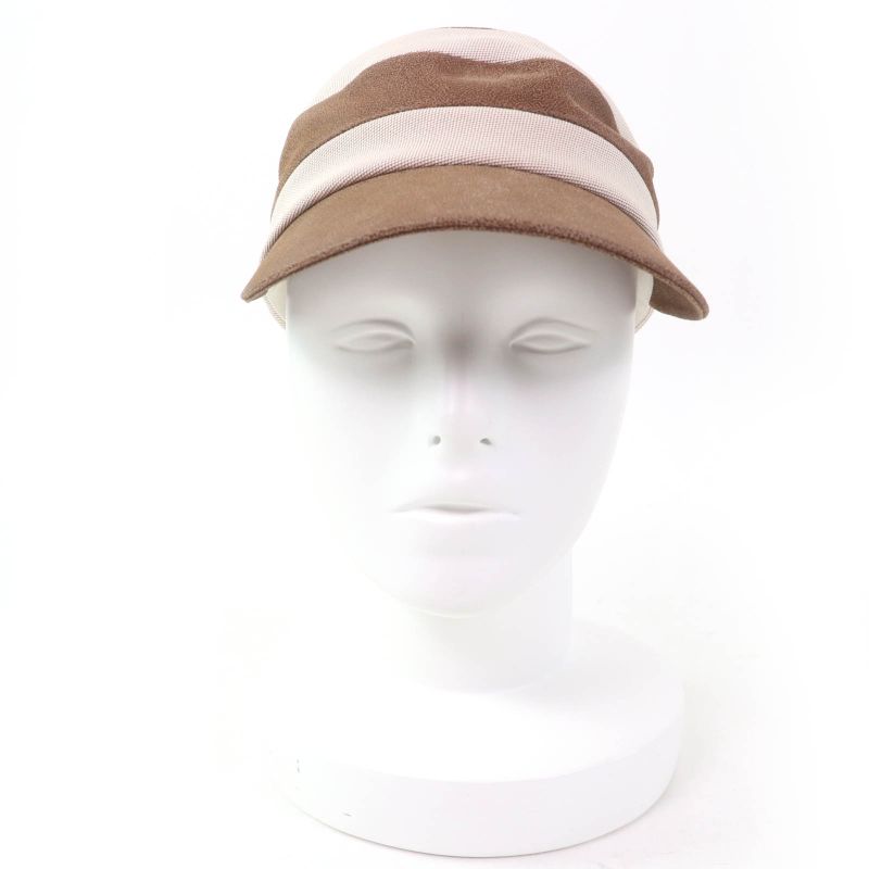 Hermes Goatskin Cotton Lined 100% Linen Leather Switching Cap Brown Beige 58