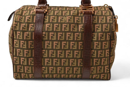 Fendi Bag Mini Boston Bag Fendi Zucca Pattern 8bl068 Khaki Brown