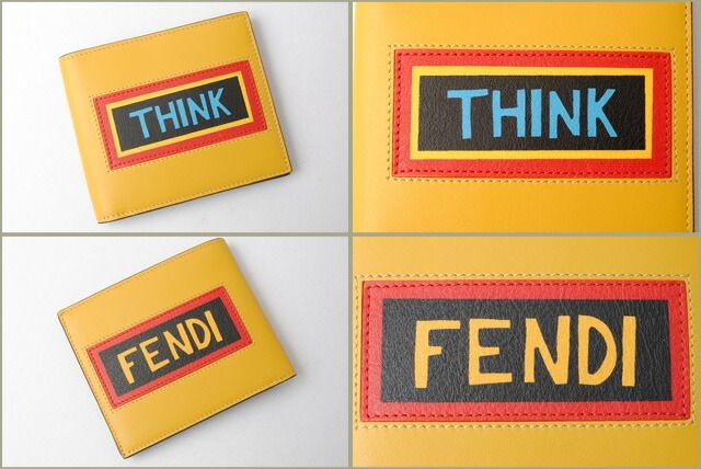 Fendi Wallet Fendi Foldable Wallet 7m0169 Vocabulary Chien Ti Yellow Black