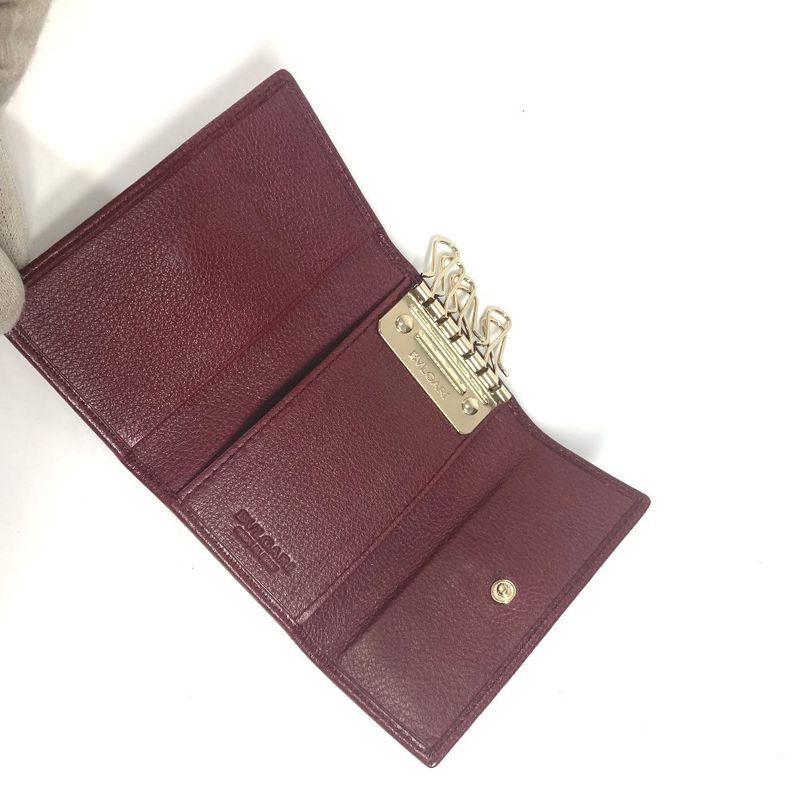 Bvlgari Key Case Logo Leather Red
