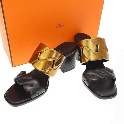 Hermes Gaby Sandals 60 Gaby Heel Sandals Black Gold 37 1 2