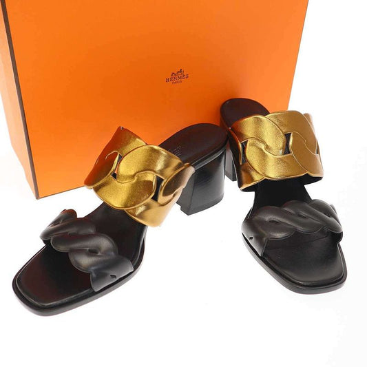 Hermes Gaby Sandals 60 Gaby Heel Sandals Black Gold 37 1 2