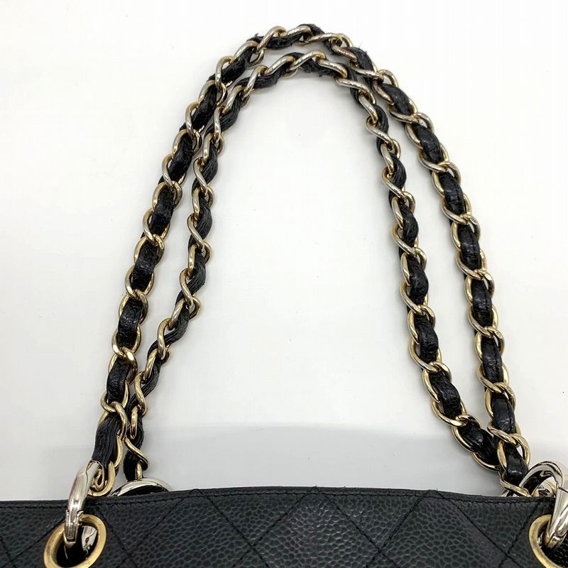 Chanel Handbag Chain Shoulder Bag Matelasse Coco Mark Caviar Skin Black Women's