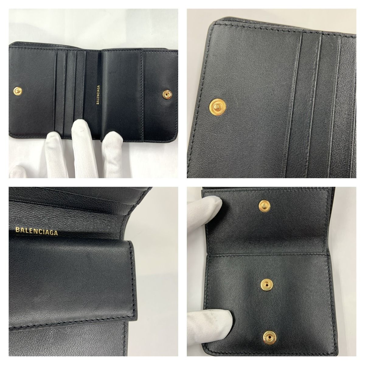 Balenciaga Cash 2.0 Coin & Card Holder Bifold Wallet with Flap Black