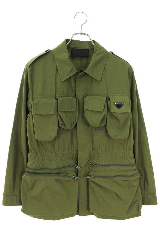 Prada 24SS Sgc553 S000 1XZ2 Multi Pocket Cotton Safari Jacket Blouson Men 44