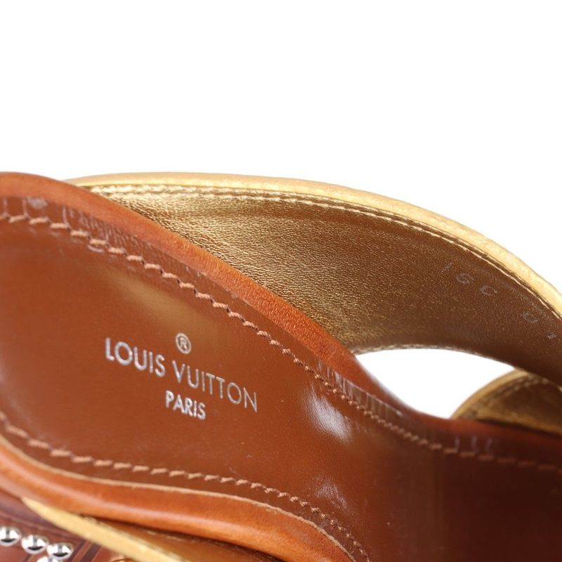 Louis Vuitton '18 Studded Leather Sandals Women's 36 Sc0138 Gold Made In Italy