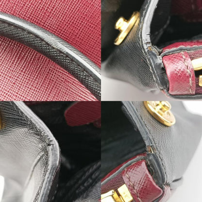 Prada Galleria Wine Red And Black Saffiano Leather Bn22747 V 208