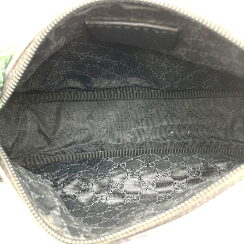 Gucci 92821 Pouch Mini Handbag Black Canvas Leather Sherry Ladies Men Fashion