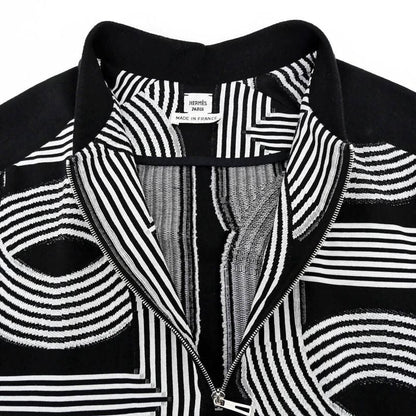 Hermes Short Sleeve Dress Chaine D'ancre Pattern Black White Size 34