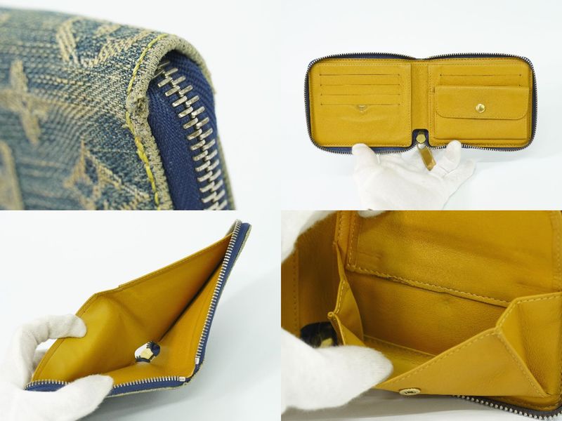 Authentic Louis Vuitton Mini Zippy Wallet Monogram Denim Fold Wallet Compact