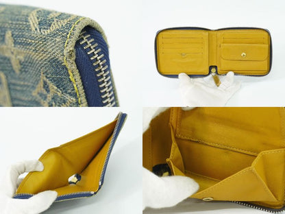 Authentic Louis Vuitton Mini Zippy Wallet Monogram Denim Fold Wallet Compact