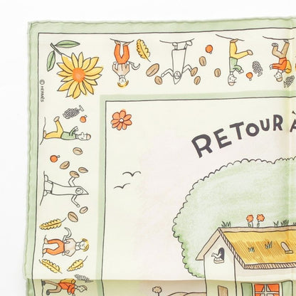 Hermes Petit Carré 45 Silk Homecoming Gavroche Scarf Greenish Multicolor