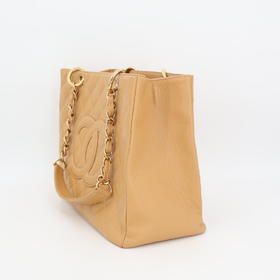 Chanel Chain Tote Bag Coco Mark Caviar Skin Reprint Tote GST