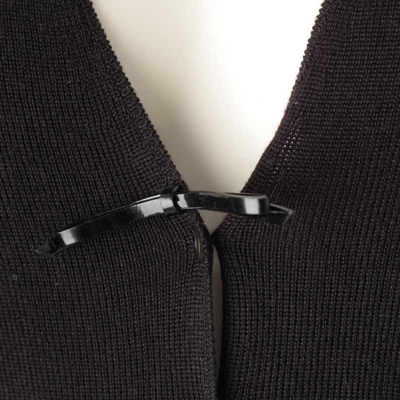 Prada Cashmere Silk Archive Ribbon Design V-neck Long Sleeve Cardigan Top Black