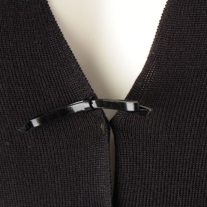 Prada Cashmere Silk Archive Ribbon Design V-neck Long Sleeve Cardigan Top Black