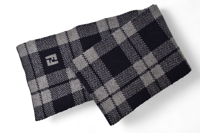 Fendi Scarf Fendi Winter Scarf 100% Wool FF Logo Navy Gray