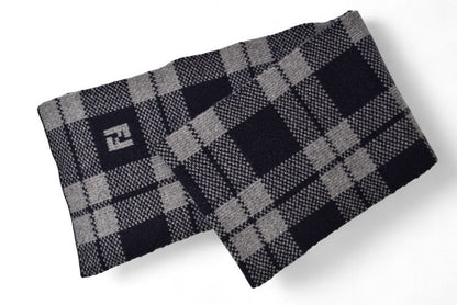 Fendi Scarf Fendi Winter Scarf 100% Wool FF Logo Navy Gray
