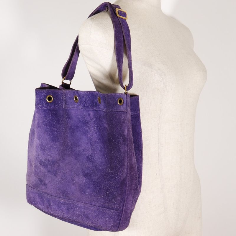 Hermes Market GM Suede Purple 0L Women's Shoulder Bag