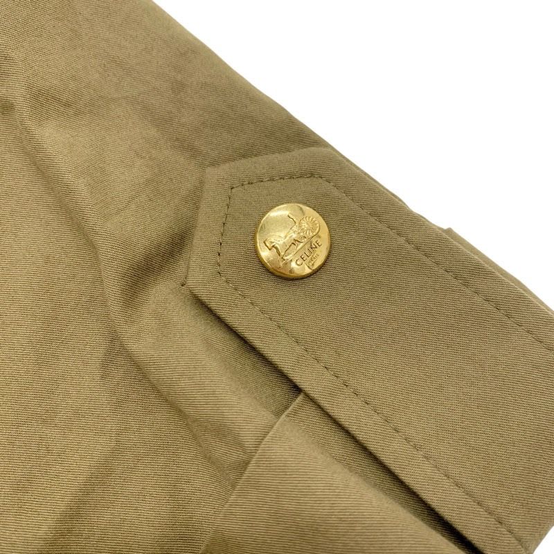 Celine Dress Cotton Khaki Gold Safari Logo Short Sleeve