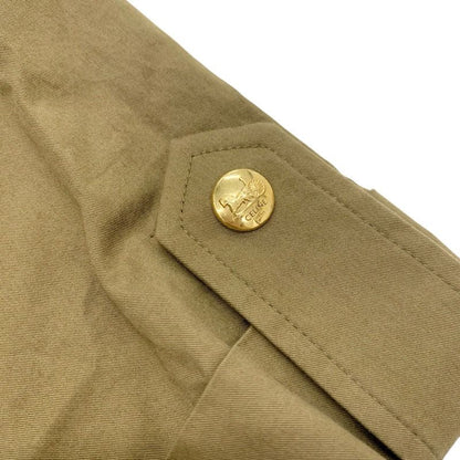 Celine Dress Cotton Khaki Gold Safari Logo Short Sleeve